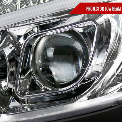 2008-2011 Mercedes Benz W204 C Class Projector Headlights w/ LED Light Bar & LED Turn Signal Lights (Chrome Housing/Clear Lens)