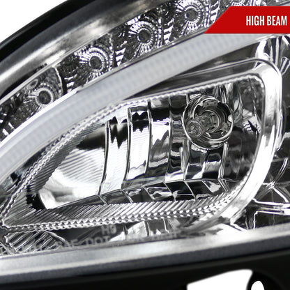 2008-2011 Mercedes Benz W204 C Class Projector Headlights w/ LED Light Bar & LED Turn Signal Lights (Chrome Housing/Clear Lens)