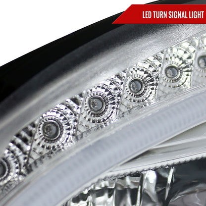 2008-2011 Mercedes Benz W204 C Class Projector Headlights w/ LED Light Bar & LED Turn Signal Lights (Chrome Housing/Clear Lens)
