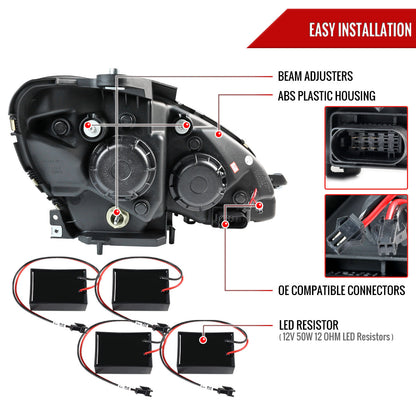 2008-2011 Mercedes Benz W204 C Class Projector Headlights w/ LED Light Bar & LED Turn Signal Lights (Chrome Housing/Clear Lens)