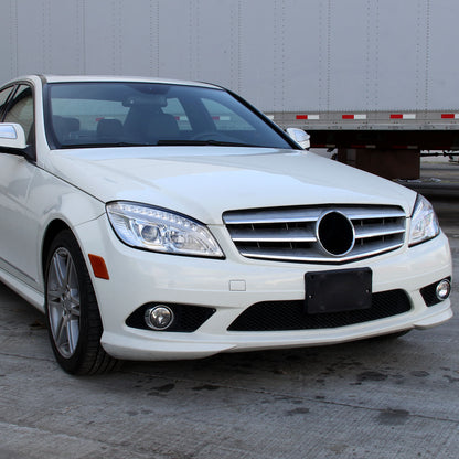 2008-2011 Mercedes Benz W204 C Class Projector Headlights w/ LED Light Bar & LED Turn Signal Lights (Chrome Housing/Clear Lens)