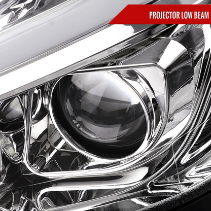 2012-2014 Mercedes-Benz W204 C-Class Switchback Sequential LED Bar Projector Headlights (Chrome Housing/Clear Lens)