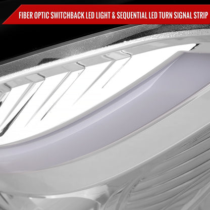 2012-2014 Mercedes-Benz W204 C-Class Switchback Sequential LED Bar Projector Headlights (Chrome Housing/Clear Lens)