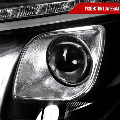 1998-2006 Mercedes Benz W220 S Class Projector Headlights w/ LED Light Strip & Turn Signal Lights (Matte Black Housing/Clear Lens)