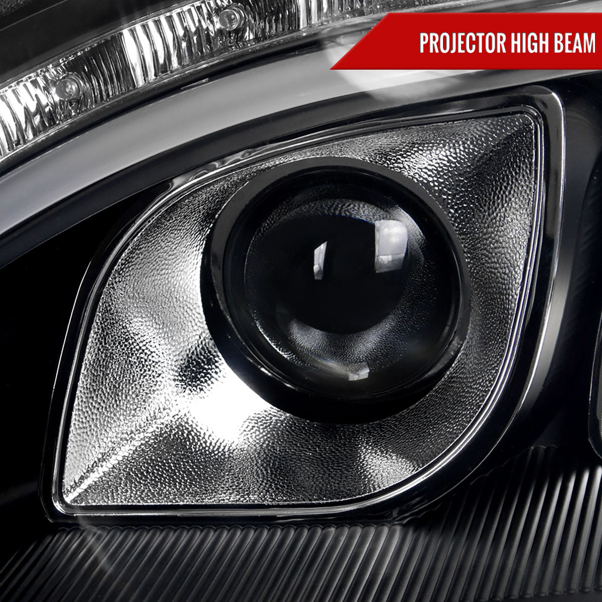 1998-2006 Mercedes Benz W220 S Class Projector Headlights w/ LED Light Strip & Turn Signal Lights (Matte Black Housing/Clear Lens)
