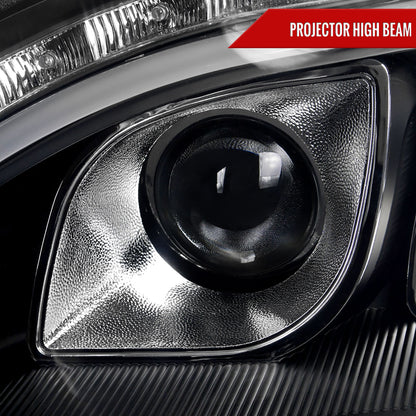 1998-2006 Mercedes Benz W220 S Class Projector Headlights w/ LED Light Strip & Turn Signal Lights (Matte Black Housing/Clear Lens)