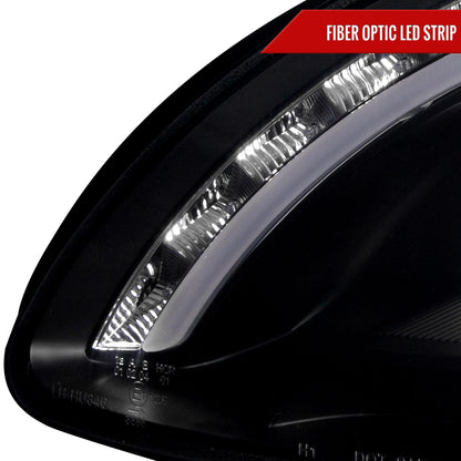 1998-2006 Mercedes Benz W220 S Class Projector Headlights w/ LED Light Strip & Turn Signal Lights (Matte Black Housing/Clear Lens)