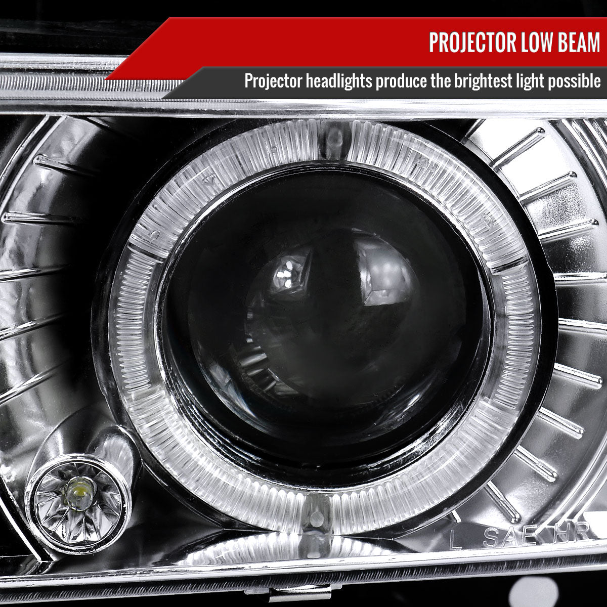 1988-1999 Chevrolet  C/K C10/Blazer/Tahoe/Yukon/Sierra/Silverado Dual Halo Projector Headlights (Chrome Housing/Clear Lens)