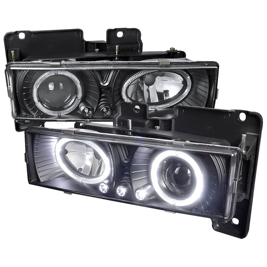 1988-1999 Chevrolet  C/K C10/Blazer/Tahoe/Yukon/Sierra/Silverado Dual Halo Projector Headlights (Matte Black Housing/Clear Lens)