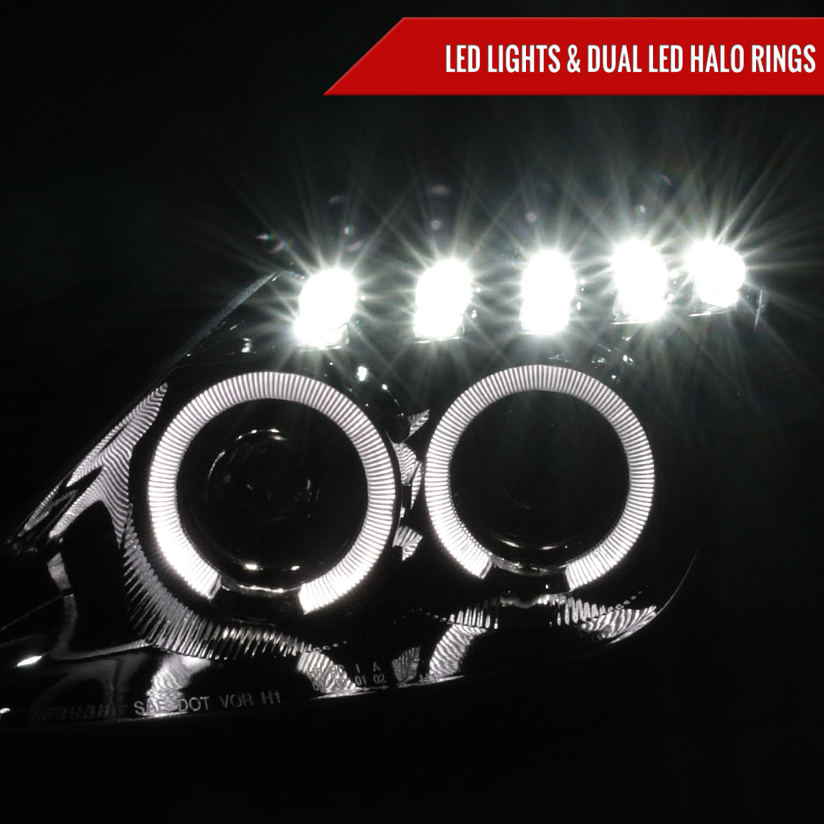 2000-2005 Toyota Celica Dual Halo Projector Headlights (Glossy Black Housing/Smoked Lens)