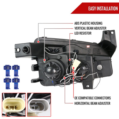 2005-2010 Dodge Charger Dual Halo Projector Headlights (Chrome Housing/Clear Lens)