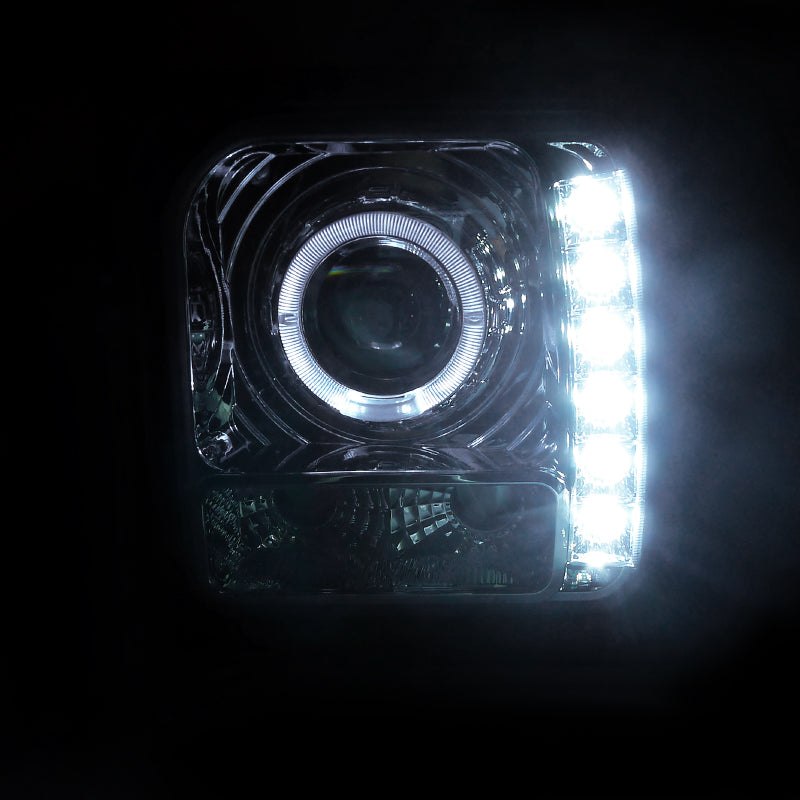 1997-2001 Jeep Cherokee Halo Projector Headlights w/ SMD LED Light Strip (Chrome Housing/Clear Lens)