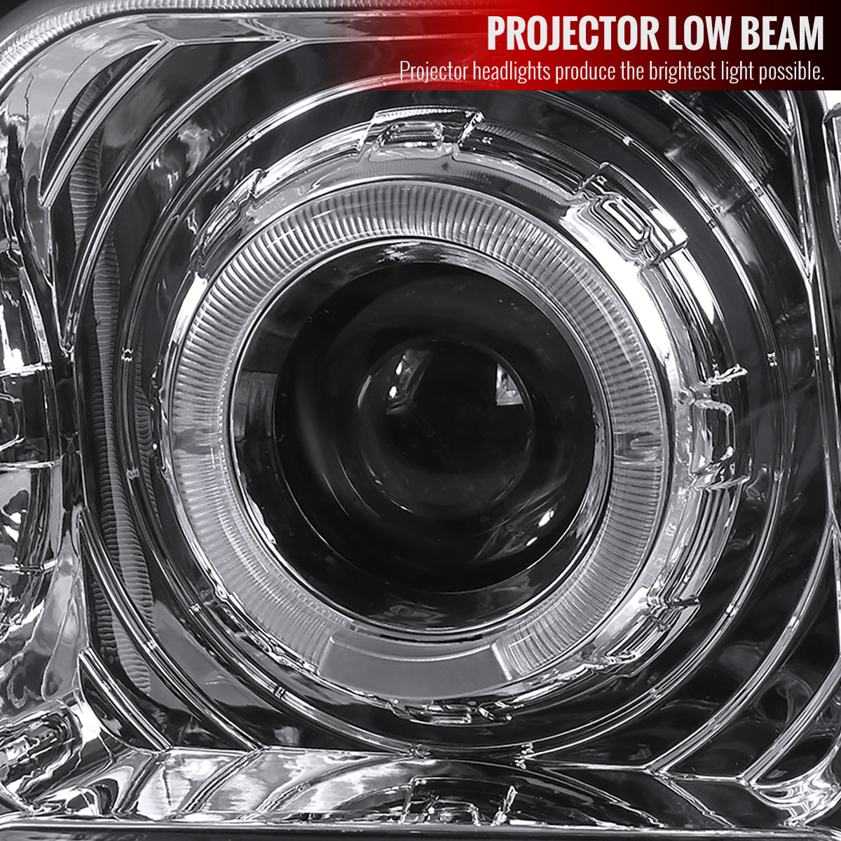 1997-2001 Jeep Cherokee Halo Projector Headlights w/ SMD LED Light Strip (Chrome Housing/Clear Lens)
