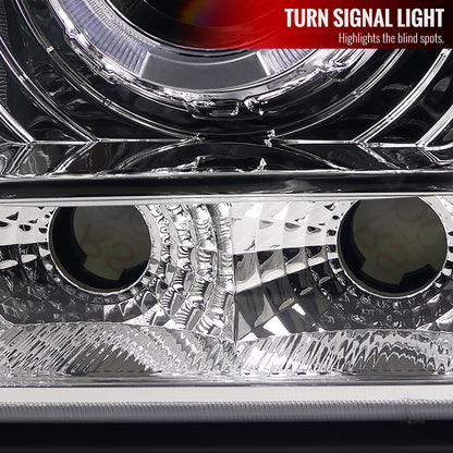 1997-2001 Jeep Cherokee Halo Projector Headlights w/ SMD LED Light Strip (Chrome Housing/Clear Lens)