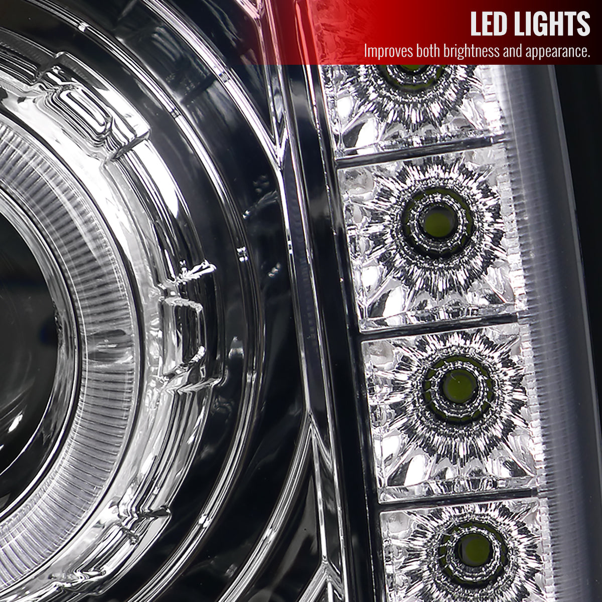 1997-2001 Jeep Cherokee Halo Projector Headlights w/ SMD LED Light Strip (Chrome Housing/Clear Lens)
