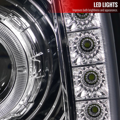 1997-2001 Jeep Cherokee Halo Projector Headlights w/ SMD LED Light Strip (Chrome Housing/Clear Lens)