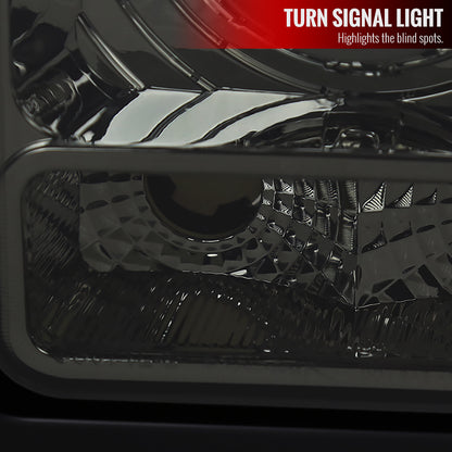 1997-2001 Jeep Cherokee Halo Projector Headlights w/ SMD LED Light Strip (Chrome Housing/Smoked Lens)