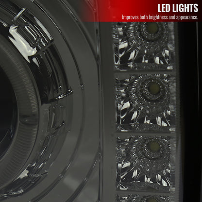 1997-2001 Jeep Cherokee Halo Projector Headlights w/ SMD LED Light Strip (Chrome Housing/Smoked Lens)