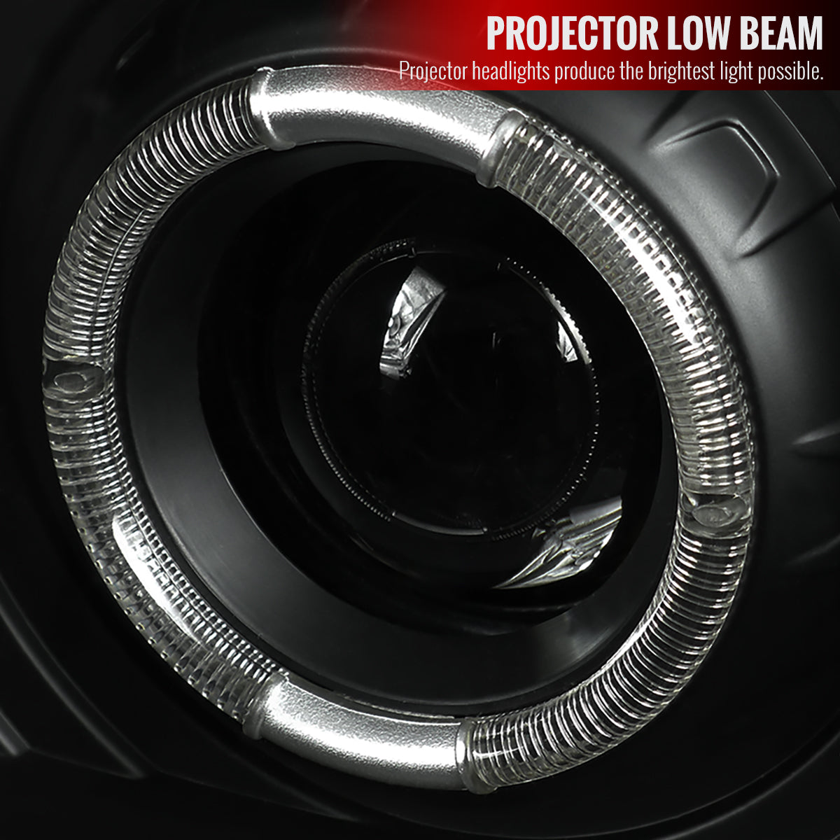 1997-2001 Jeep Cherokee Halo Projector Headlights w/ SMD LED Light Strip (Matte Black Housing/Clear Lens)