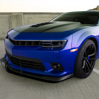 2014-2015 Chevrolet Camaro LED Strip Projector Headlights w/ Sequential Turn Signal Lights (Glossy Black Housing/Smoked Lens)