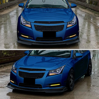 2011-2015 Chevrolet Cruze / 2016 Cruze Limited LED Bar Halo Projector Headlights w/ LED Turn Signal Lights (Glossy Black Housing/Smoked Lens)