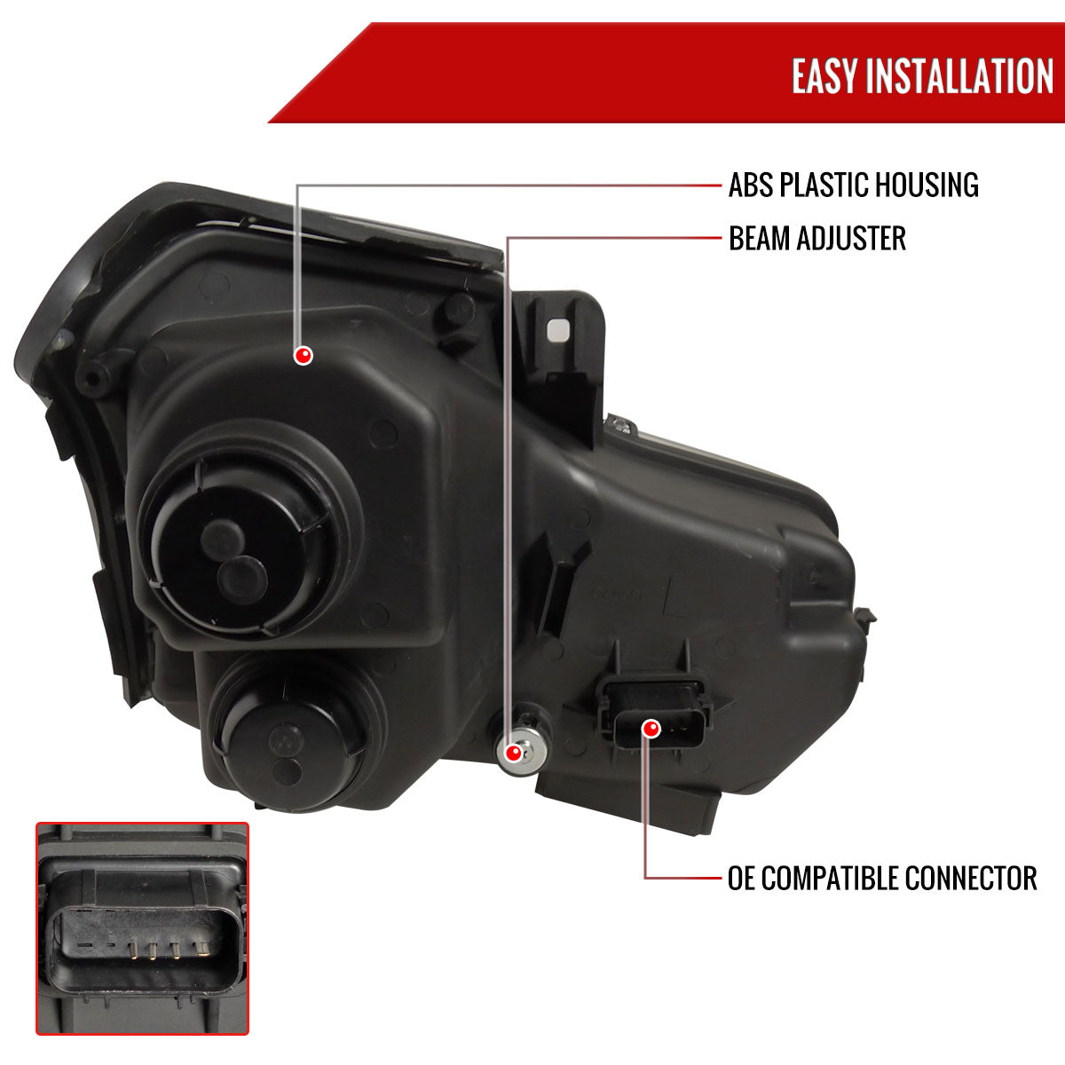 2003-2007 Cadillac CTS Halo Projector Headlights (Black Housing/Smoked Lens)