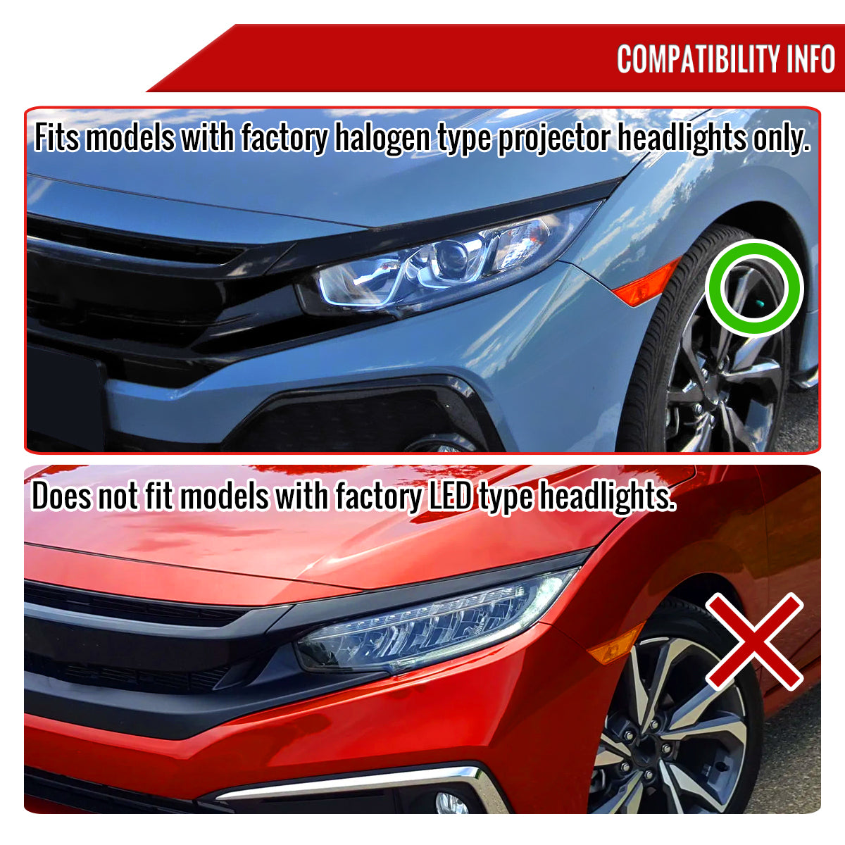 2016-2021 Honda Civic Projector Headlights w/ LED Switchback Sequential Turn Signal (Chrome Housing/Clear Lens)