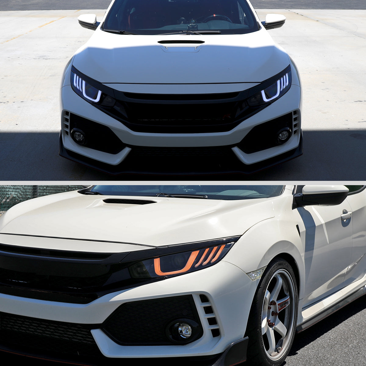 2016-2021 Honda Civic Projector Headlights w/ LED Switchback Sequential Turn Signal (Matte Black Housing/Smoked Lens)