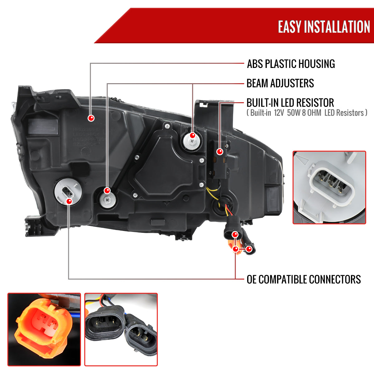 2016-2021 Honda Civic Projector Headlights w/ LED Switchback Sequential Turn Signal (Matte Black Housing/Smoked Lens)