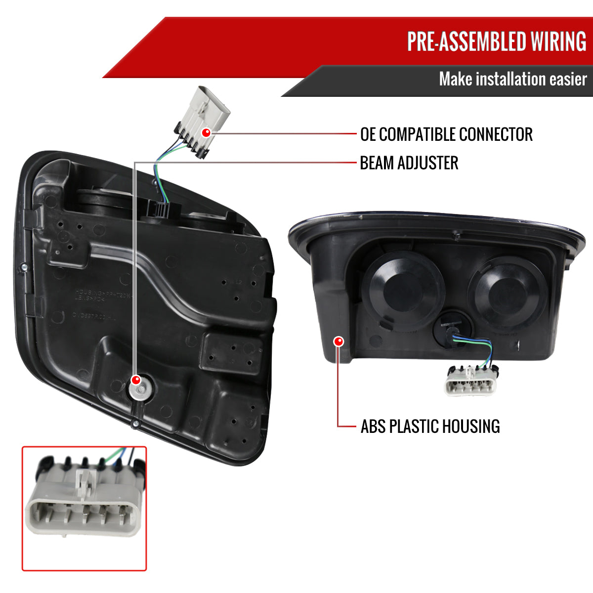 1997-2004 Chevrolet Corvette C5 H7 Projector Headlights (Chrome Housing/Smoked Lens)