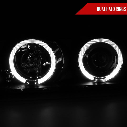 1992-1998 BMW E36 3 Series Coupe/Sedan Dual Halo Projector Headlights (Matte Black Housing/Clear Lens)