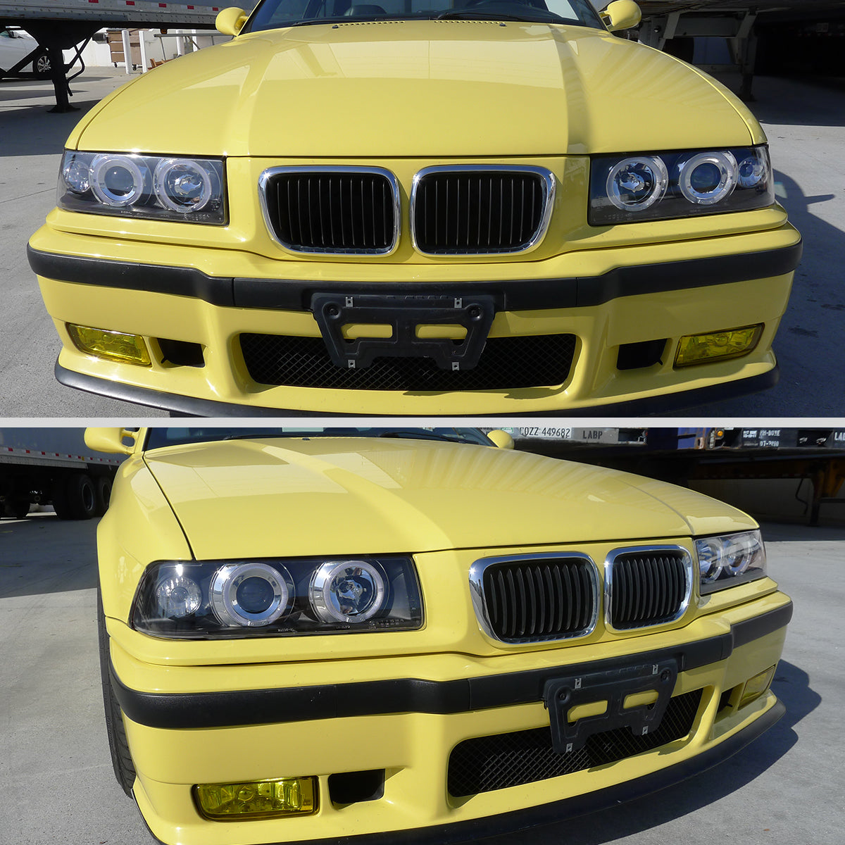 1992-1998 BMW E36 3 Series Coupe/Sedan Dual Halo Projector Headlights (Matte Black Housing/Clear Lens)