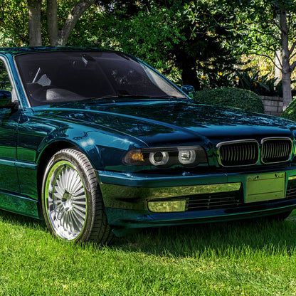 1995-2001 BMW E38 7 Series LED Bar Dual Halo Projector Headlights (Matte Black Housing/Clear Lens)