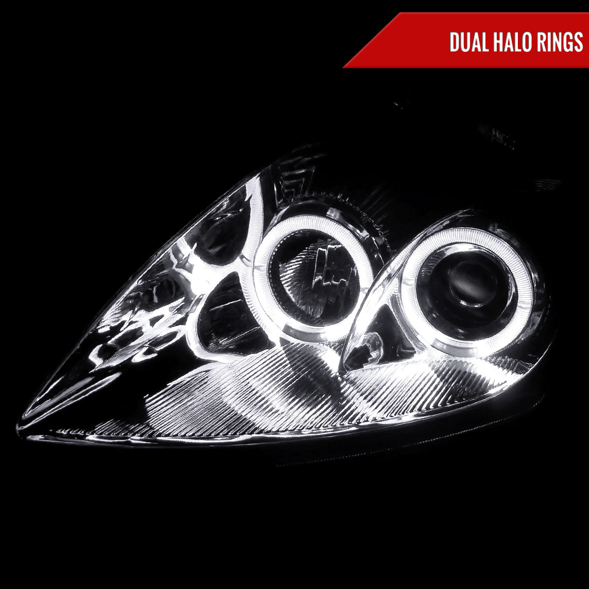 2000-2005 Mitsubishi Eclipse Dual Halo Projector Headlights (Chrome Housing/Clear Lens)