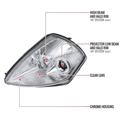2000-2005 Mitsubishi Eclipse Dual Halo Projector Headlights (Chrome Housing/Clear Lens)