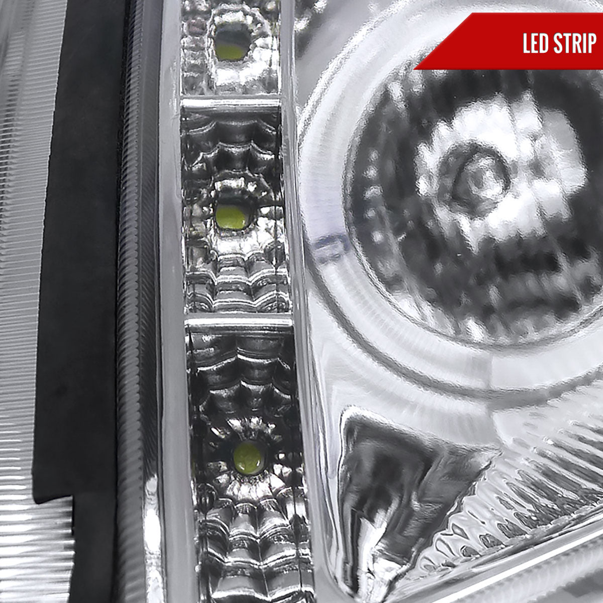 2000-2005 Mitsubishi Eclipse Dual Halo Projector Headlights w/ SMD LED Light Strip (Chrome Housing/Clear Lens)