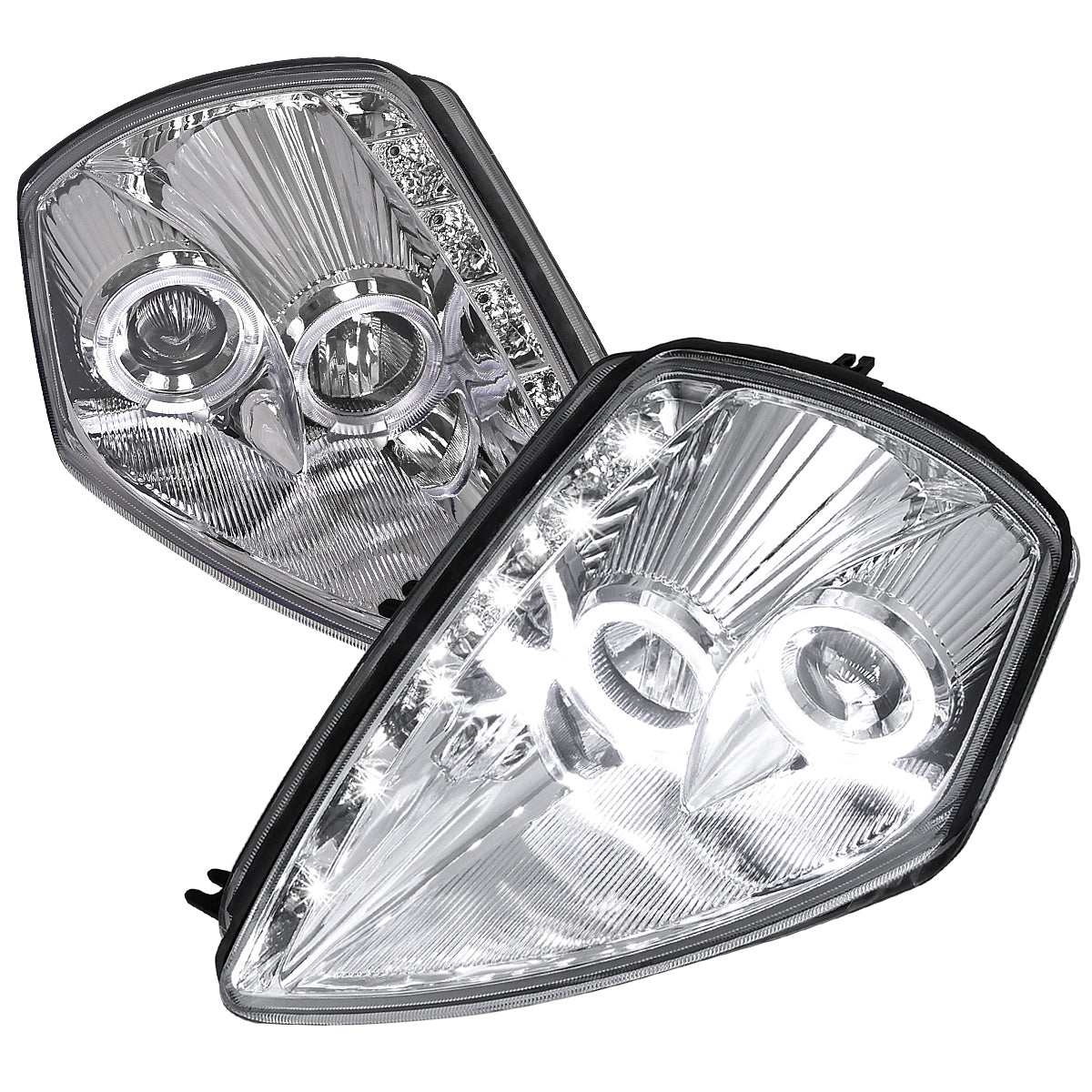 2000-2005 Mitsubishi Eclipse Dual Halo Projector Headlights w/ SMD LED Light Strip (Chrome Housing/Clear Lens)