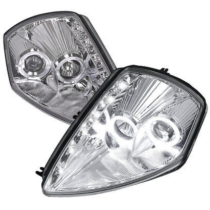 2000-2005 Mitsubishi Eclipse Dual Halo Projector Headlights w/ SMD LED Light Strip (Chrome Housing/Clear Lens)