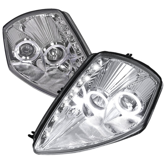 2000-2005 Mitsubishi Eclipse Dual Halo Projector Headlights w/ SMD LED Light Strip (Chrome Housing/Clear Lens)