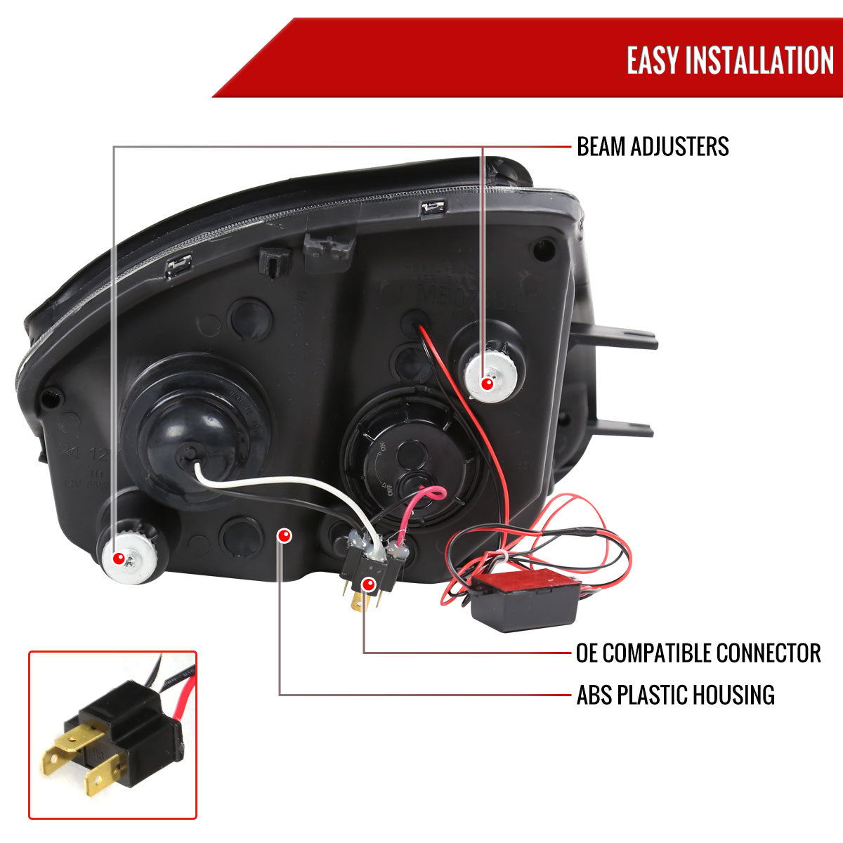 2000-2005 Mitsubishi Eclipse Dual Halo Projector Headlights (Matte Black Housing/Clear Lens)