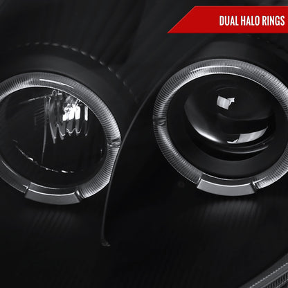 2000-2005 Mitsubishi Eclipse Dual Halo Projector Headlights w/ SMD LED Light Strip (Matte Black Housing/Clear Lens)