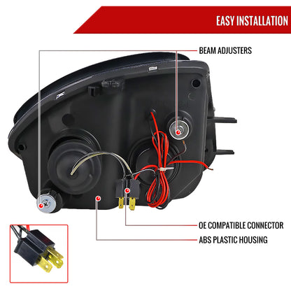 2000-2005 Mitsubishi Eclipse Dual Halo Projector Headlights w/ SMD LED Light Strip (Matte Black Housing/Clear Lens)