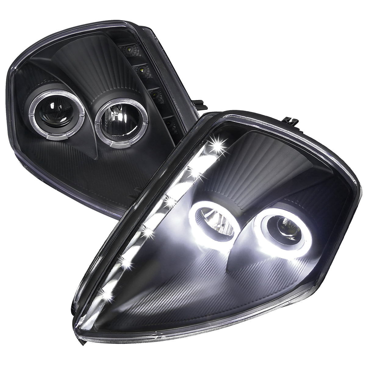 2000-2005 Mitsubishi Eclipse Dual Halo Projector Headlights w/ SMD LED Light Strip (Matte Black Housing/Clear Lens)