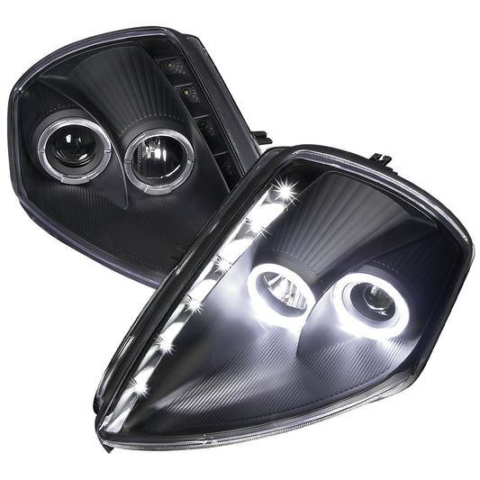 2000-2005 Mitsubishi Eclipse Dual Halo Projector Headlights w/ SMD LED Light Strip (Matte Black Housing/Clear Lens)