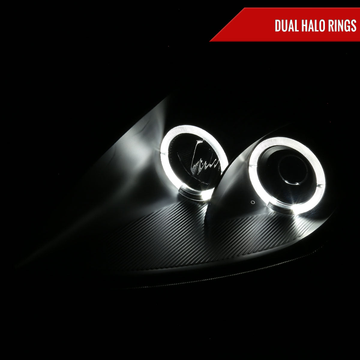 2000-2005 Mitsubishi Eclipse Dual Halo Projector Headlights (Black Housing/Smoked Lens)