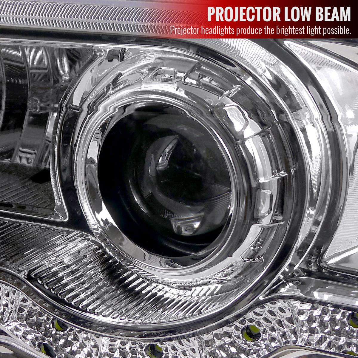 1999-2004 Ford F-250/F-350/F-450/F-550/Excursion Projector Headlights w/ SMD LED Light Strip (Chrome Housing/Clear Lens)