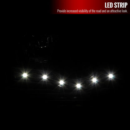 1999-2004 Ford F-250/F-350/F-450/F-550/Excursion Projector Headlights w/ SMD LED Light Strip (Matte Black Housing/Clear Lens)