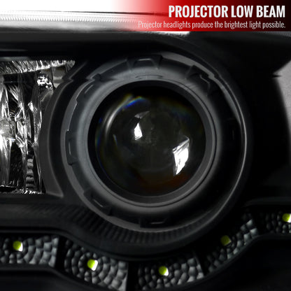 1999-2004 Ford F-250/F-350/F-450/F-550/Excursion Projector Headlights w/ SMD LED Light Strip (Matte Black Housing/Clear Lens)