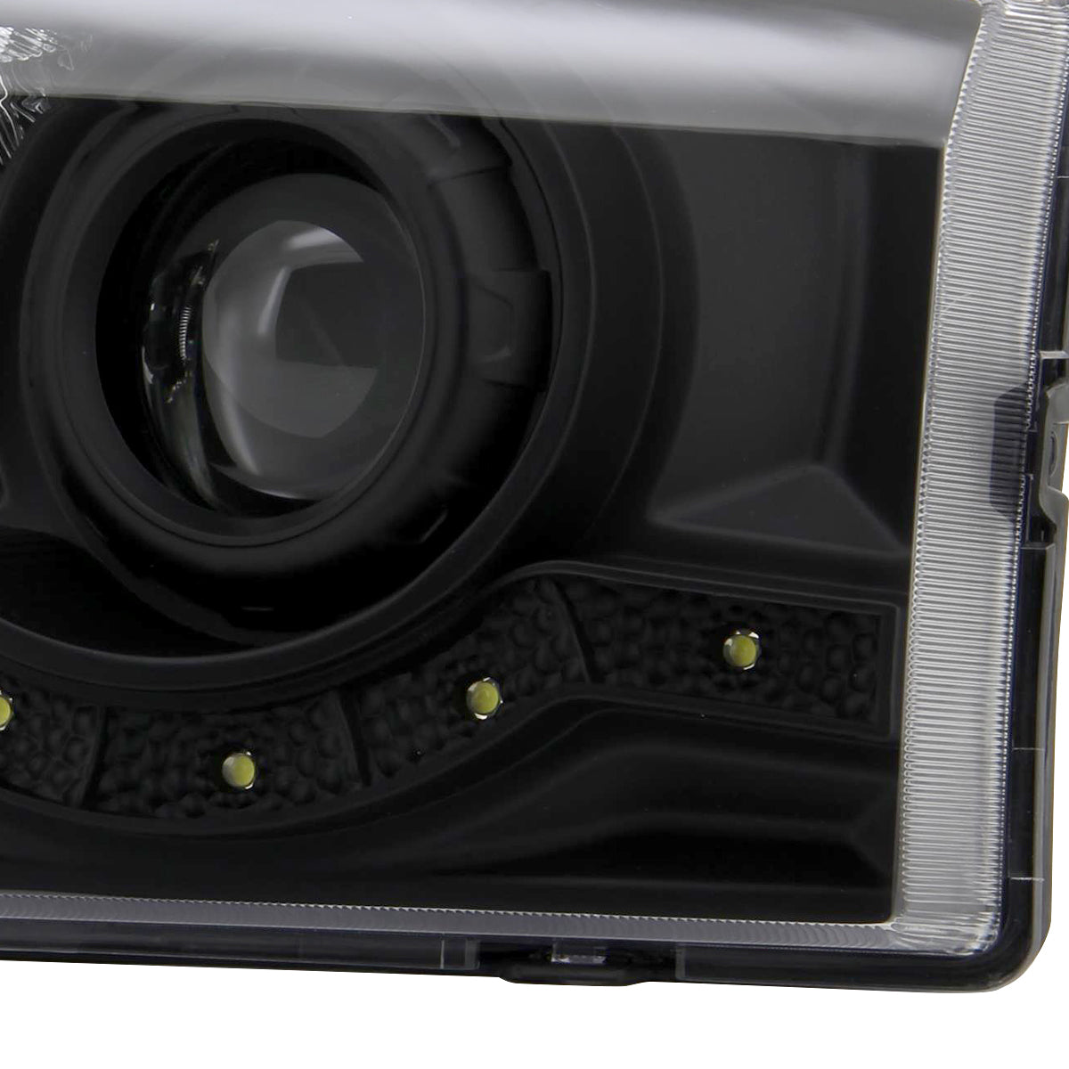 1999-2004 Ford F-250/F-350/F-450/F-550/Excursion Projector Headlights w/ SMD LED Light Strip (Matte Black Housing/Clear Lens)