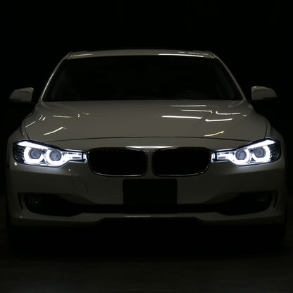 2012-2015 F30 3 Series Sedan Dual U-Bar Projector Headlights w/ LED Turn Signal Lights (Chrome Housing/Clear Lens)